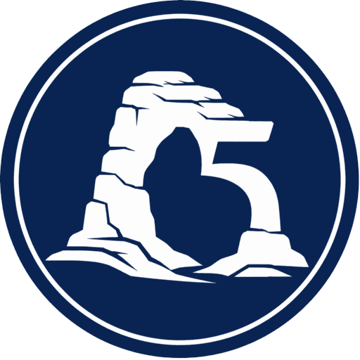 Mighty 5 National Parks red rock arch logo